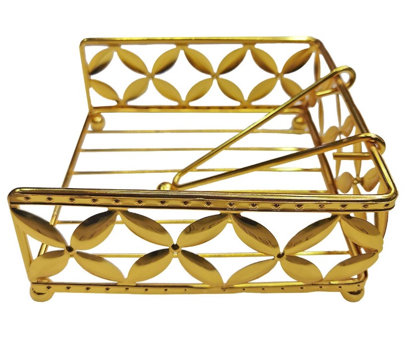 Χαρτοπετσετοθήκη Μεταλλική Χρυσή 16x16x7εκ. Homie 80-2109 (Υλικό: Μεταλλικό, Χρώμα: Χρυσό ) - Homie - 80-2109